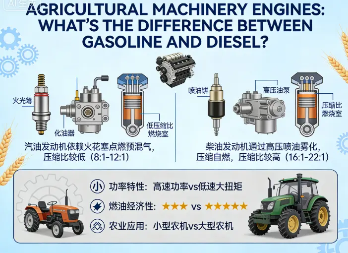 Motores de maquinaria agrícola: ¿cuál es la diferencia entre gasolina y diésel?